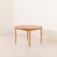 25474 Danish Oak round dining table with one extension, 1970s-7
