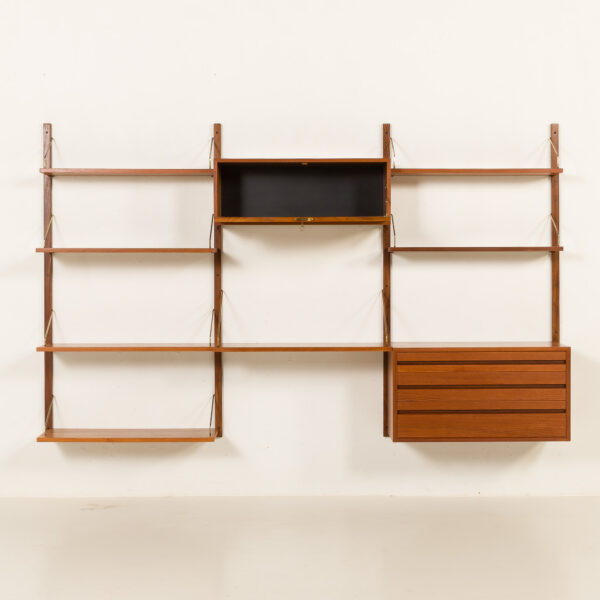 25491 Poul Cadovius unité murale en teck avec bureau pour Cado, Denamrk 1960-5