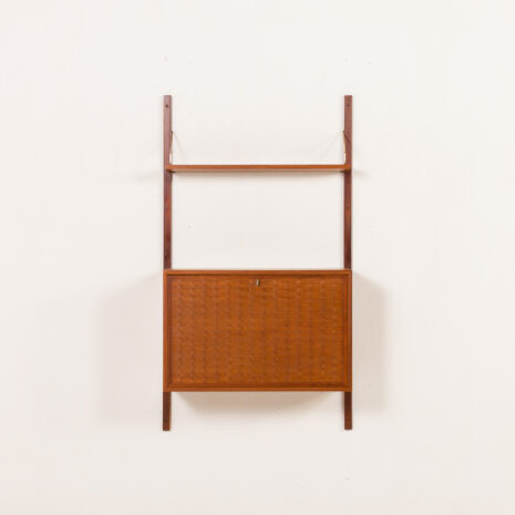 25492 Poul Cadovius teak wall unit with a secrataire, hidden desk, Denmark 1960s-6 25492 Poul Cadovius teak wall unit with a secrataire, hidden desk, Denmark 1960s-6