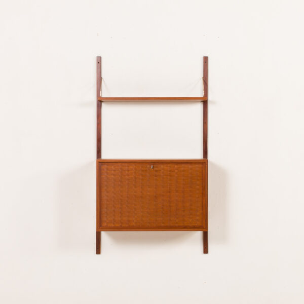 25492 Poul Cadovius teak wall unit with a secrataire, hidden desk, Denmark 1960s-6