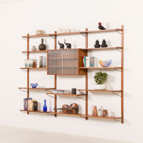 25498 Danish vintage teak wall unit in the style of Poul Cadovius, 1960s-2 wall unit