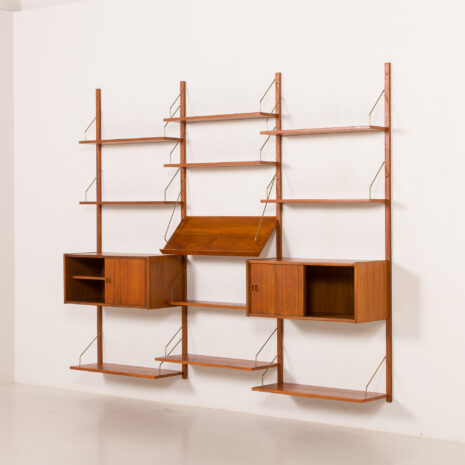 25499 Meuble mural scandinave en teck du milieu du siècle dans le style de Cadovius, Danemark, années 1970-5 25499 Meuble mural scandinave en teck du milieu du siècle dans le style de Cadovius, Danemark, années 1970-5