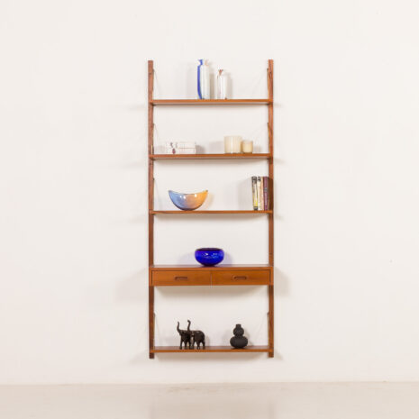 25501 Scandinavian mid century teak wall unit with a console, 1960s-1 25501 Scandinavian mid century teak wall unit with a console, 1960s-1