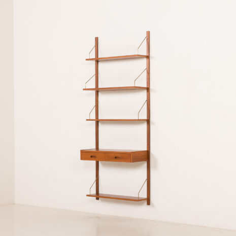 25501 Scandinavian mid century teak wall unit with a console, 1960s-3 25501 Scandinavian mid century teak wall unit with a console, 1960s-3