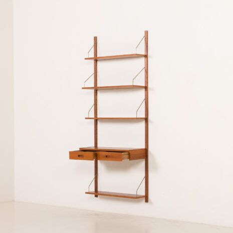 25501 Scandinavian mid century teak wall unit with a console, 1960s-4 25501 Scandinavian mid century teak wall unit with a console, 1960s-4