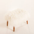 25507 Scandinavian mid century ottoman in long hair sheepskin, Denmark, 1970s-6