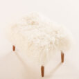25507 Scandinavian mid century ottoman in long hair sheepskin, Denmark, 1970s-7