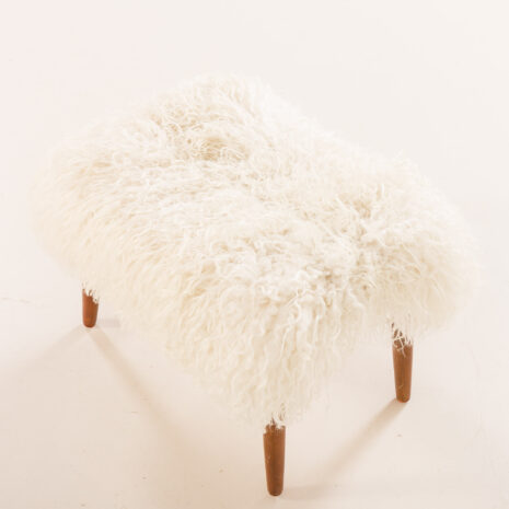 25507 Scandinavian mid century ottoman in long hair sheepskin, Denmark, 1970s-7 25507 Scandinavian mid century ottoman in long hair sheepskin, Denmark, 1970s-7