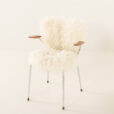 25509 Mid century long hair sheepskin chair in the style of Arne Jacobsen, Denmark 1950s-11