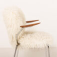 25509 Mid century long hair sheepskin chair in the style of Arne Jacobsen, Denmark 1950s-12