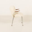 25509 Mid century long hair sheepskin chair in the style of Arne Jacobsen, Denmark 1950s-4