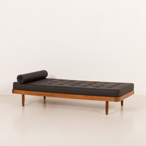 25530 Danish modern teak daybed in black leather, 1960s-2 25530 Danish modern teak daybed in black leather, 1960s-2