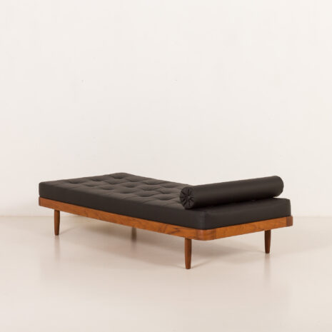 25530 Danish modern teak daybed in black leather, 1960s-5 25530 Danish modern teak daybed in black leather, 1960s-5