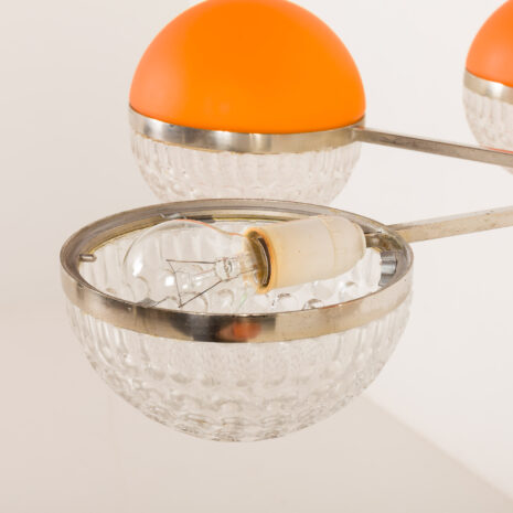 25538 Italienischer Space Age-Kronleuchter mit Kristallglasschirmen, 1970er-11 25538 Italienischer Space Age-Kronleuchter mit Kristallglasschirmen, 1970er-11