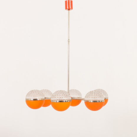 25538 Italienischer Space Age-Kronleuchter mit Kristallglasschirmen, 1970er-12 25538 Italienischer Space Age-Kronleuchter mit Kristallglasschirmen, 1970er-12