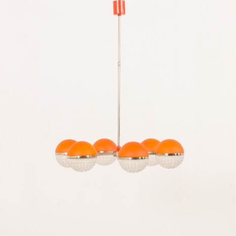 25538 Italienischer Space Age-Kronleuchter mit Kristallglasschirmen, 1970er-2 25538 Italienischer Space Age-Kronleuchter mit Kristallglasschirmen, 1970er-2