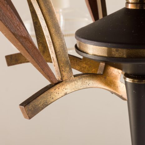 25541 Itailan-Kronleuchter aus Muranoglas und Teakholz aus der Mitte des Jahrhunderts, 1960er-12 25541 Itailan-Kronleuchter aus Muranoglas und Teakholz aus der Mitte des Jahrhunderts, 1960er-12