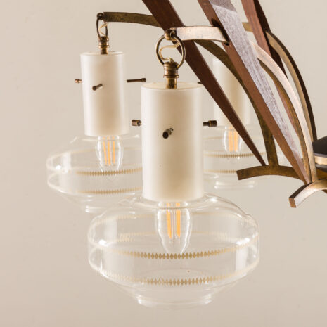 25541 Itailan-Kronleuchter aus Muranoglas und Teakholz aus der Mitte des Jahrhunderts, 1960er-3 25541 Itailan-Kronleuchter aus Muranoglas und Teakholz aus der Mitte des Jahrhunderts, 1960er-3