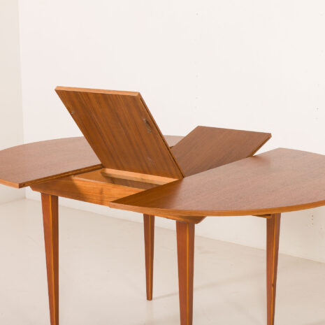 25547 Scandinavian round teak table with hidden extension, 1970s-13 Scandinavian round teak table with hidden extension, 1970s