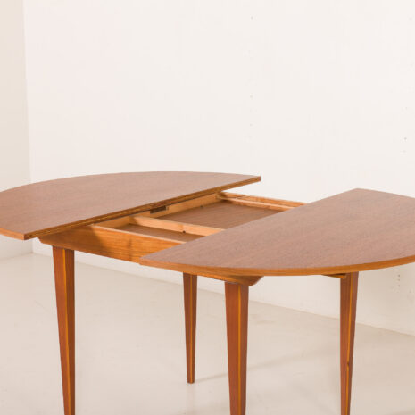 25547 Scandinavian round teak table with hidden extension, 1970s-16 25547 Scandinavian round teak table with hidden extension, 1970s-16