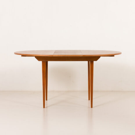 25547 Scandinavian round teak table with hidden extension, 1970s-3 25547 Scandinavian round teak table with hidden extension, 1970s-3