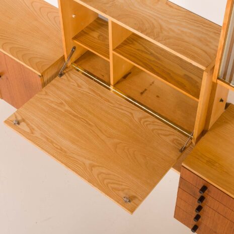 24182 Wall to celling mid century wall unit in teak and ash, Czechoslovakia, 1960s-10 24182 Wall to celling mid century wall unit in teak and ash, Czechoslovakia, 1960s-10