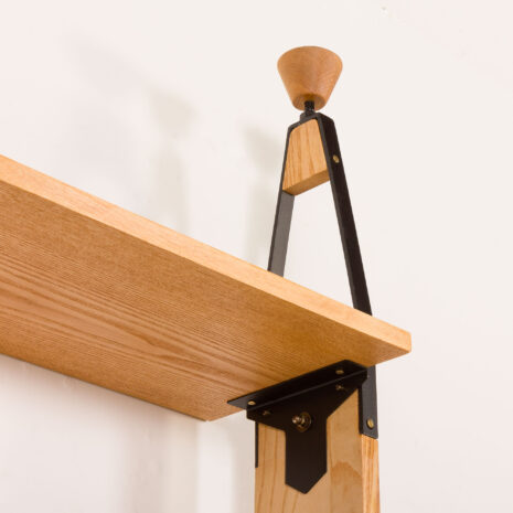 24182 Wall to celling mid century wall unit in teak and ash, Czechoslovakia, 1960s-13 24182 Wall to celling mid century wall unit in teak and ash, Czechoslovakia, 1960s-13