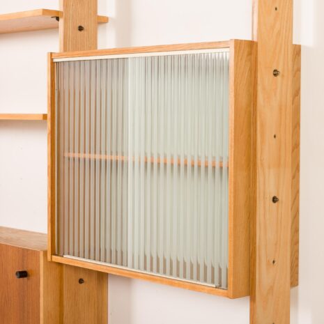 24182 Wall to celling mid century wall unit in teak and ash, Czechoslovakia, 1960s-24 24182 Wall to celling mid century wall unit in teak and ash, Czechoslovakia, 1960s-24