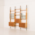 24182 Wall to celling mid century wall unit in teak and ash, Czechoslovakia, 1960s-3