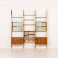 24182 Wall to celling mid century wall unit in teak and ash, Czechoslovakia, 1960s-6