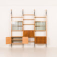 24182 Wall to celling mid century wall unit in teak and ash, Czechoslovakia, 1960s-7