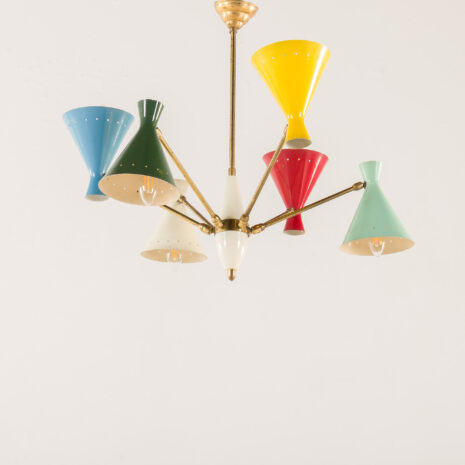 25385 Italian mid century colorful chandelier atrr. to Arredoluce, 1950s-14 25385 Italian mid century colorful chandelier atrr. to Arredoluce, 1950s-14