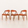 25504 Kai kristiansen chairs model 31, set of 3, Denmark 1960s-3