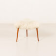25506 Scandinavian mid century triangular footstool in long hair sheepskin, Denmark 1960s-2