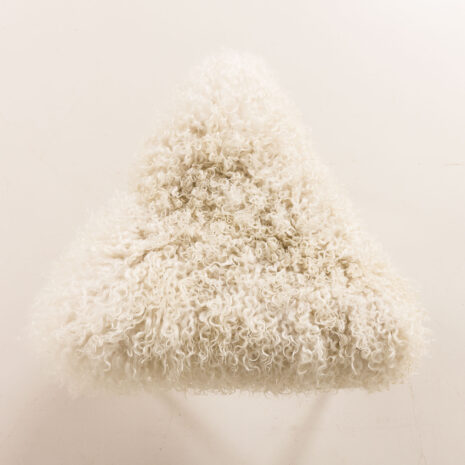 25506 Scandinavian mid century triangular footstool in long hair sheepskin, Denmark 1960s-4 25506 Scandinavian mid century triangular footstool in long hair sheepskin, Denmark 1960s-4