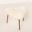 25506 Scandinavian mid century triangular footstool in long hair sheepskin, Denmark 1960s-5
