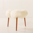 25506 Scandinavian mid century triangular footstool in long hair sheepskin, Denmark 1960s-6