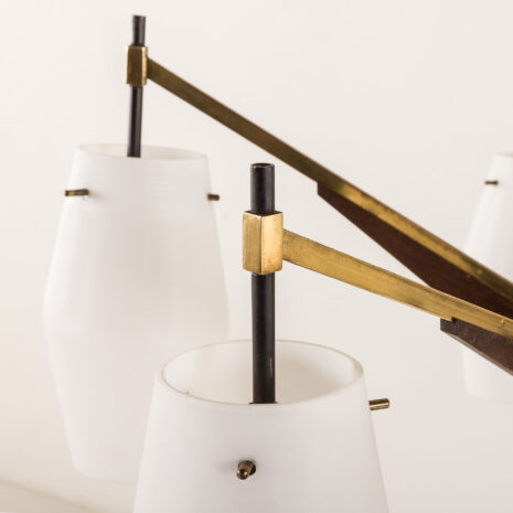 25514 Stilnovo style Italian mid century chandelier in brass and teak, 1960s -5 25514 Stilnovo style Italian mid century chandelier in brass and teak, 1960s -5