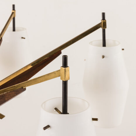 25514 Stilnovo style Italian mid century chandelier in brass and teak, 1960s -6 25514 Stilnovo style Italian mid century chandelier in brass and teak, 1960s -6