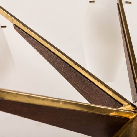 25514 Stilnovo style Italian mid century chandelier in brass and teak, 1960s -9 25514 Stilnovo style Italian mid century chandelier in brass and teak, 1960s -9