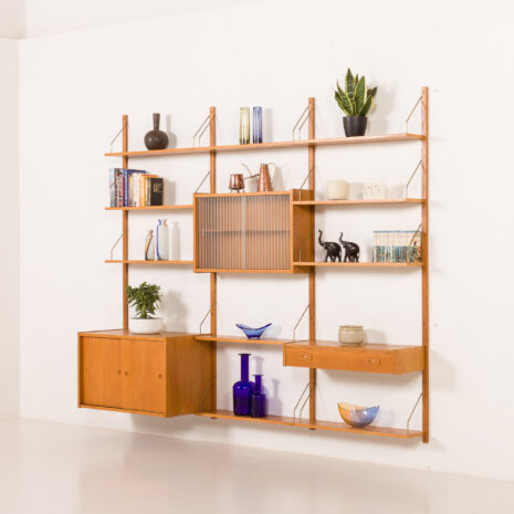 25551 Scandinavian oak wall unit by PS System, Randers, Denmark, 1970s-2 ps system