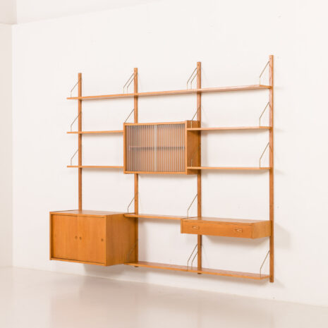25551 Scandinavian oak wall unit by PS System, Randers, Denmark, 1970s-3 25551 Scandinavian oak wall unit by PS System, Randers, Denmark, 1970s-3