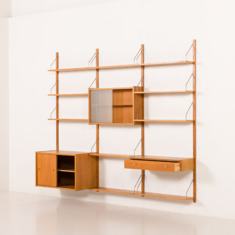 25551 Scandinavian oak wall unit by PS System, Randers, Denmark, 1970s-4 25551 Scandinavian oak wall unit by PS System, Randers, Denmark, 1970s-4