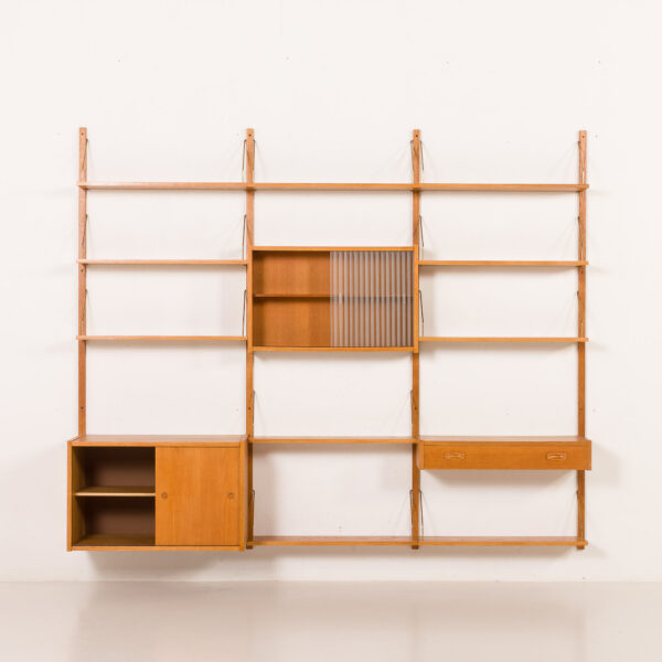25551 Scandinavian oak wall unit by PS System, Randers, Denmark, 1970s-6