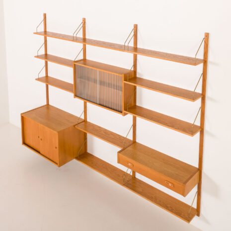 25551 Scandinavian oak wall unit by PS System, Randers, Denmark, 1970s-9 25551 Scandinavian oak wall unit by PS System, Randers, Denmark, 1970s-9