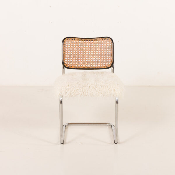 25557 Italian vintage accent chair is long hair sheepskin, 1960-3