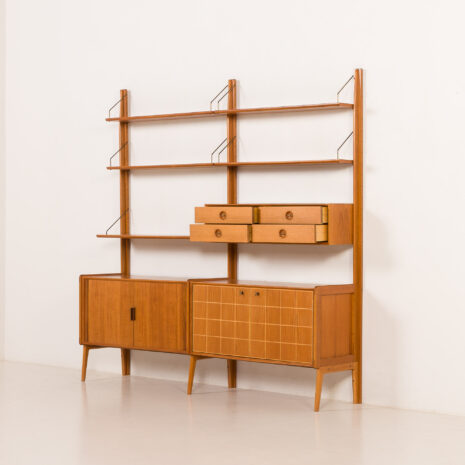 26027 Fredrik A. Kayser teak free standing wall unit for Gustav Bahus, Norway 1960s-4 26027 Fredrik A. Kayser teak free standing wall unit for Gustav Bahus, Norway 1960s-4