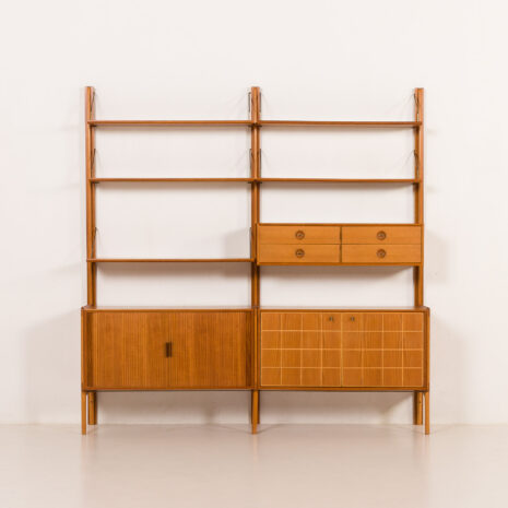 26027 Fredrik A. Kayser teak free standing wall unit for Gustav Bahus, Norway 1960s-9 26027 Fredrik A. Kayser teak free standing wall unit for Gustav Bahus, Norway 1960s-9