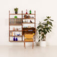 25510 Scandinavian shelving wall unit with bar cabinet, Denmark, 1960s -1