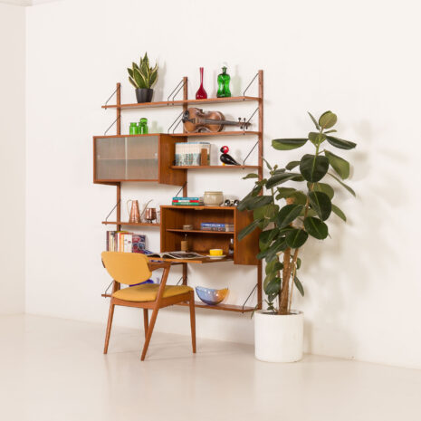 25510 Scandinavian shelving wall unit with bar cabinet, Denmark, 1960s -2 25510 Scandinavian shelving wall unit with bar cabinet, Denmark, 1960s -2